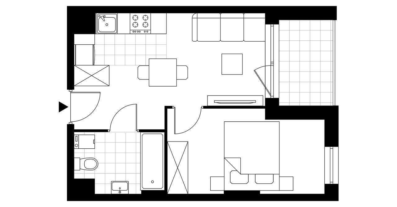 2-pokojowe mieszkanie 32m2 + loggia Bezpośrednio - Pełny obrazek: 3/8