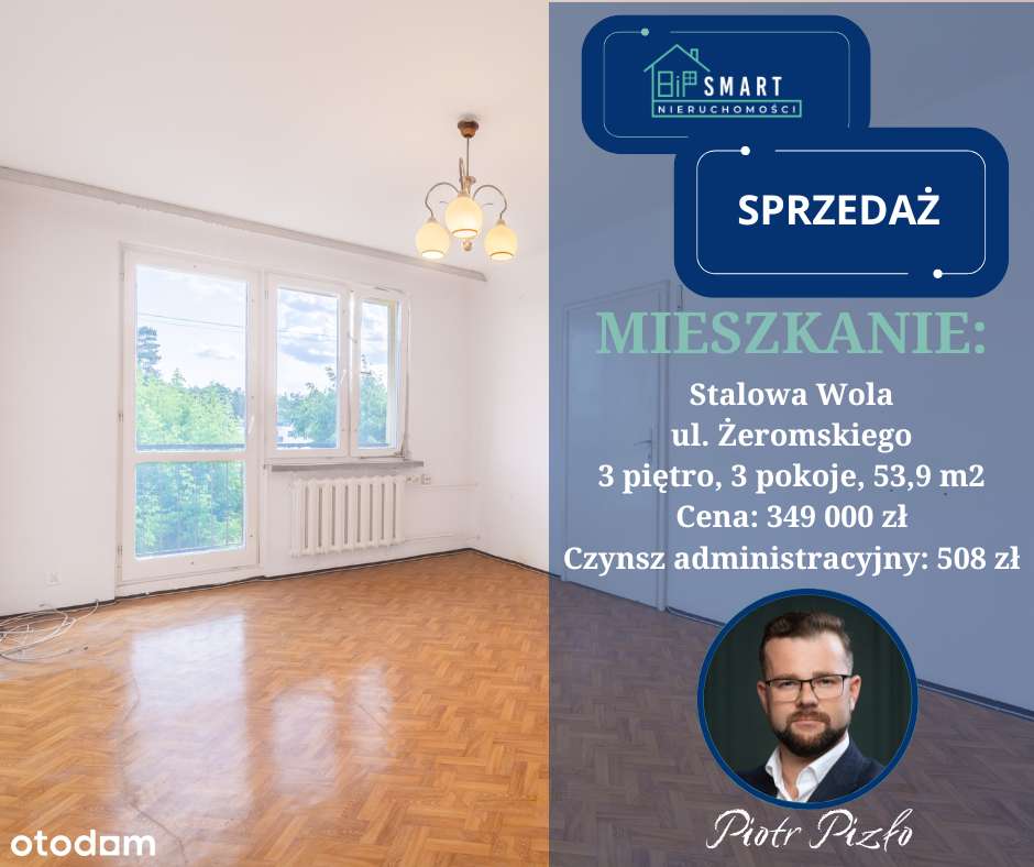 Mieszkanie, 3 pokoje,balkon, 53,9 m2, ul. Żeromskiego-0
