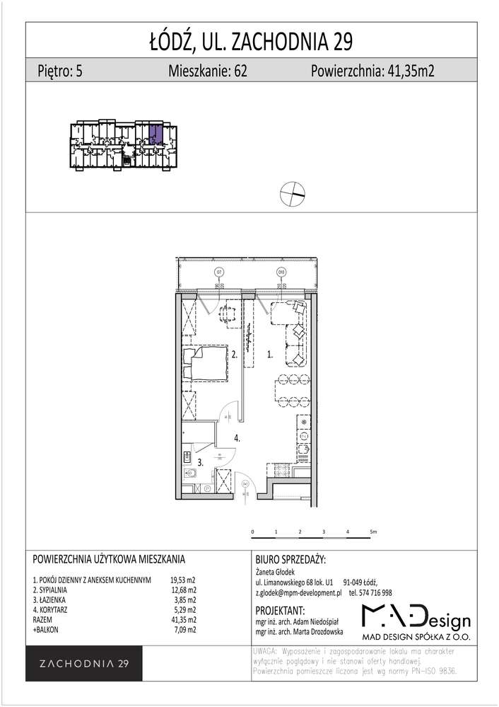 Zachodnia 29 | mieszkanie 2-pok. | 62 - Pełny obrazek: 2/7