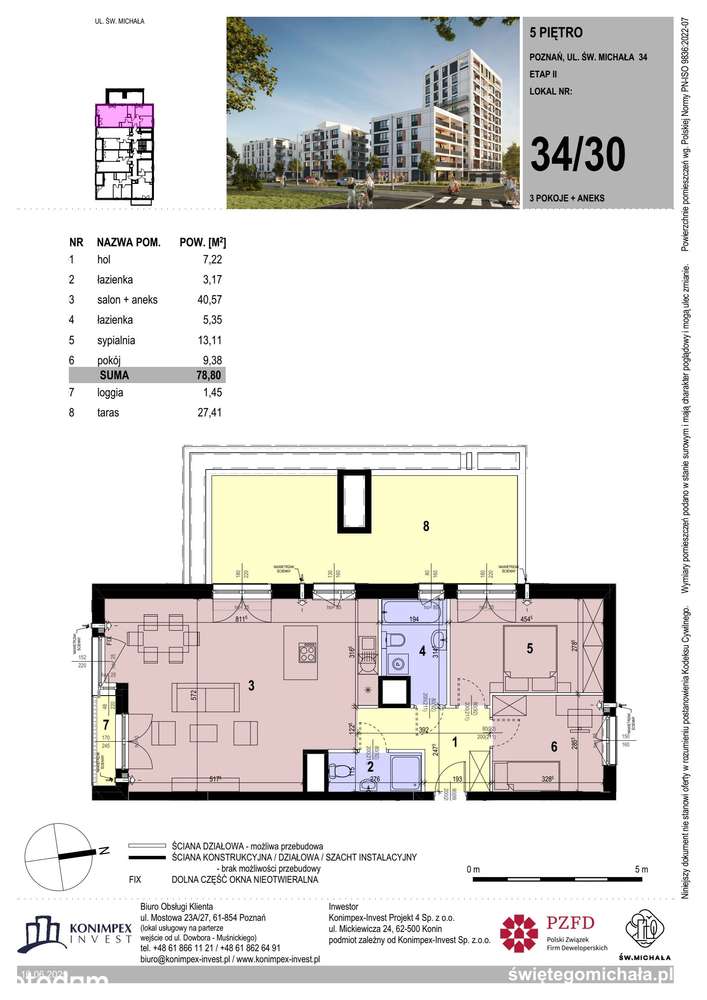 3-pokojowe mieszkanie 78m2 + taras Bez Pośredników - Pełny obrazek: 2/7