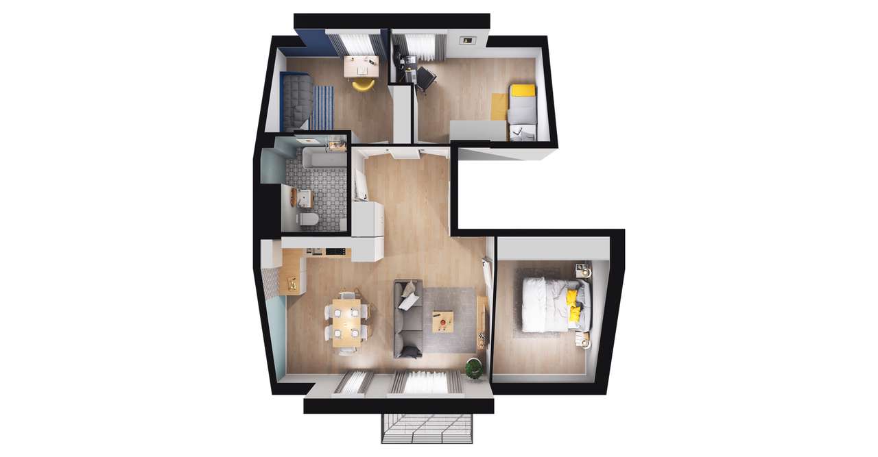 4-pokojowe mieszkanie 56m2 + balkon - Pełny obrazek: 2/8