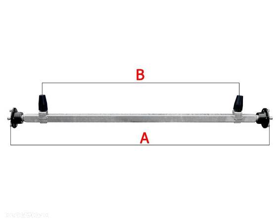 Oś sztywna prosta z odbojami ocynkowana pod resory 1000kg 5x112 lub 4x100 przyczepy lawety - 6