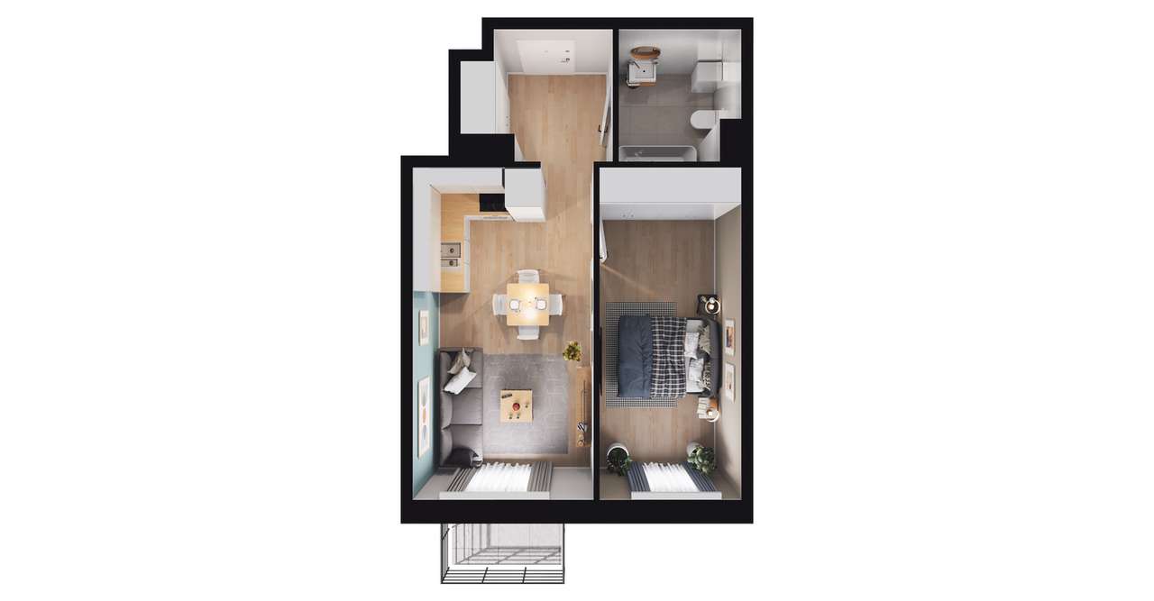 2-pokojowe mieszkanie 40m2 + balkon Bez Prowizji - Pełny obrazek: 3/9