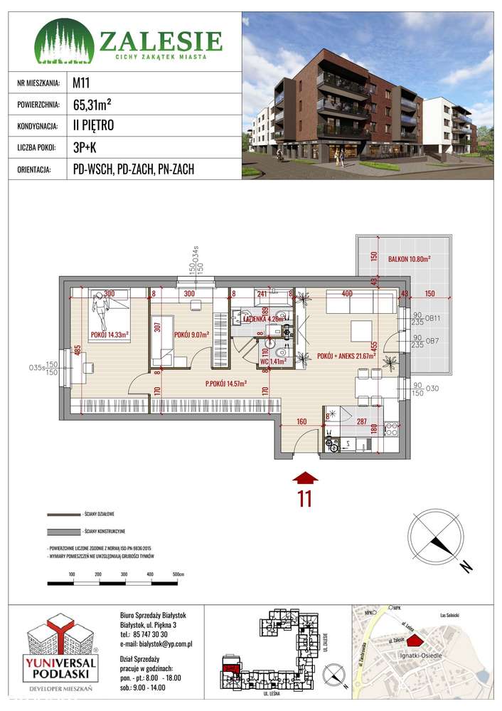 Zalesie | mieszkanie 3-pokojowe | 11 - Pełny obrazek: 2/8
