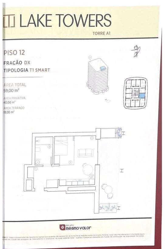 T1 Smart Novo, com varanda e lugar de Garagem, no Empreendimento Lake-20