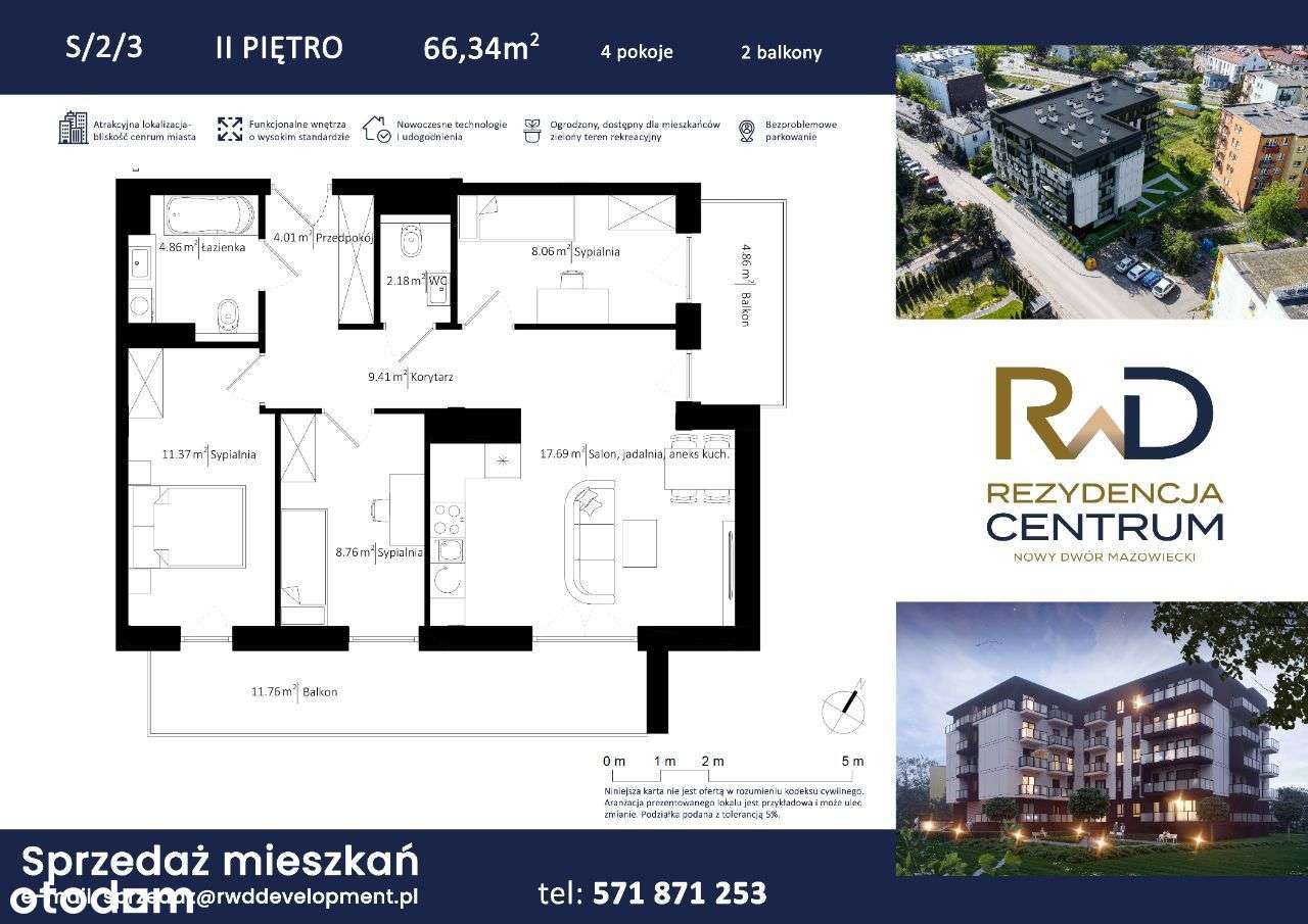 Rezydencja Centrum - ścisłe centrum Nowego Dworu Mazowieckiego - 4 pok - Pełny obrazek: 2/5