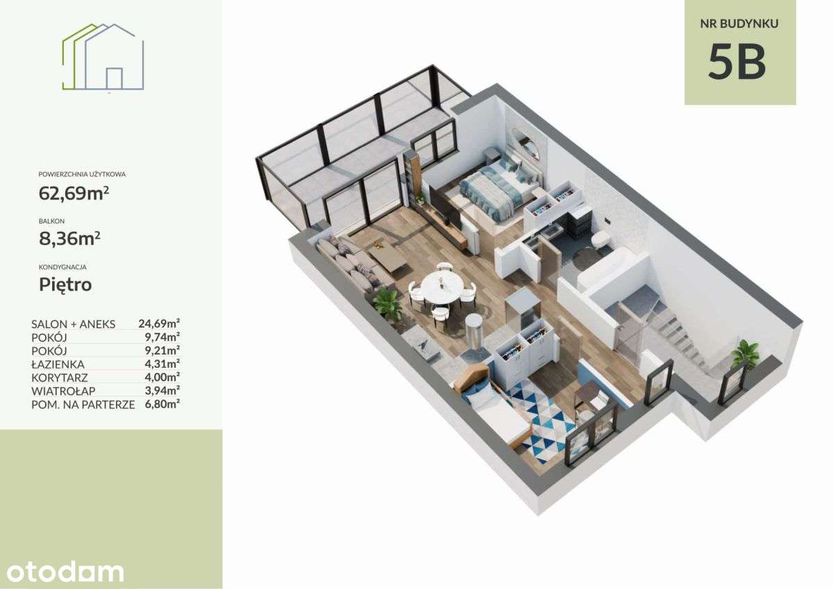 Mieszkanie z widokiem na Rzeszów / Duży Balkon - Pełny obrazek: 2/7