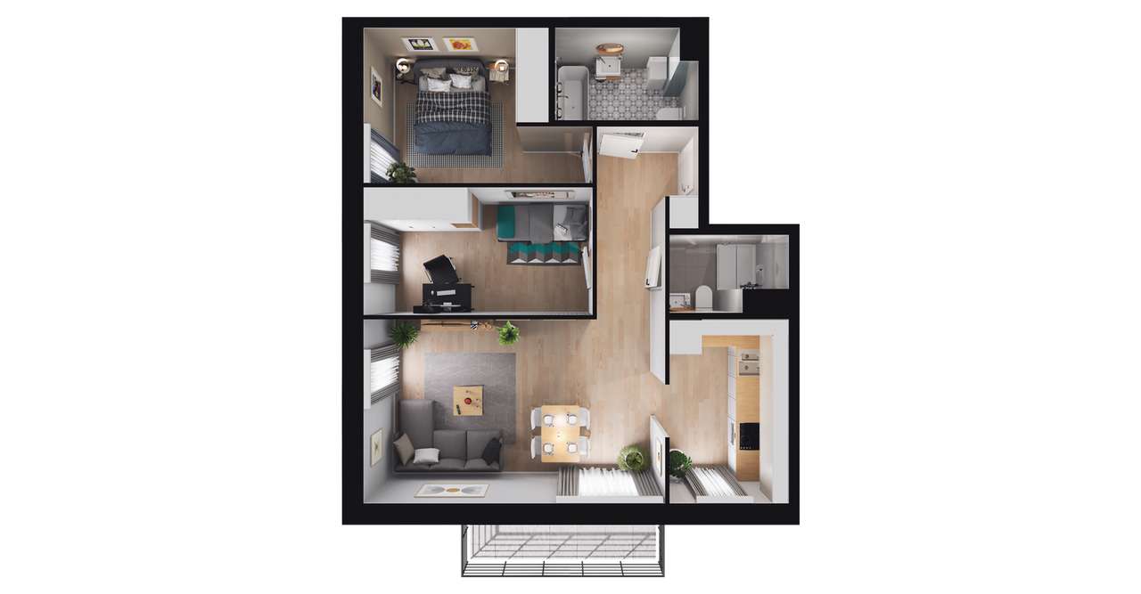 3-pokojowe mieszkanie 62m2 + balkon Bez Prowizji - Pełny obrazek: 2/8