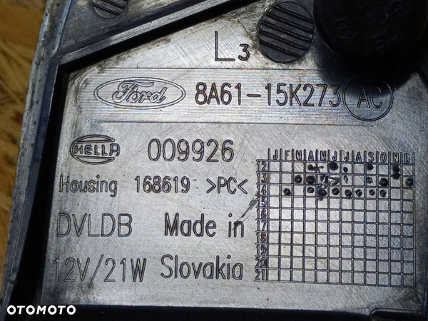 FORD C-MAX FIESTA LAMPA PRZECIWMGIELNA LEWY TYŁ 8A61-15K273 - 8