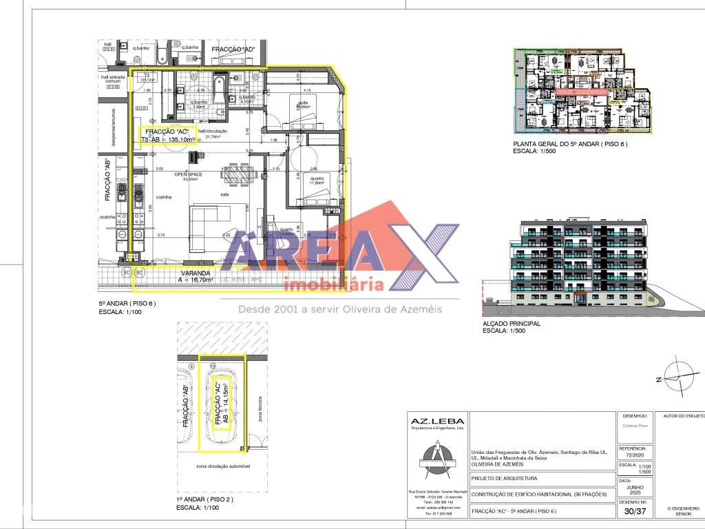 FRAÇÃO AC - 5º andar - T3 - 1 lugar de garagem - Grande imagem: 2/17