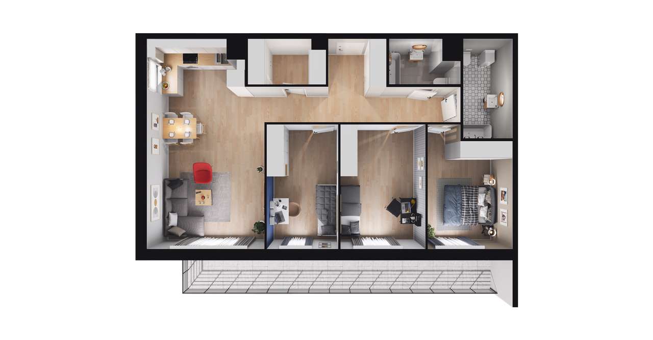 4-pokojowe mieszkanie 93m2 + loggia Bez Prowizji - Pełny obrazek: 2/8