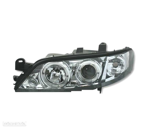 FARÓIS FRONTAIS ANGEL EYES PARA OPEL VECTRA B 95-98 FUNDO CROMADO - 2