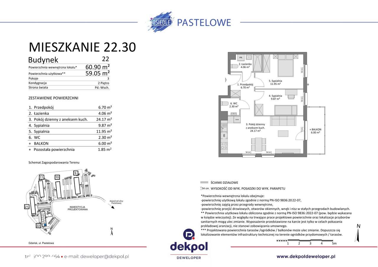 3-pokojowe mieszkanie 59m2 + balkon - Pełny obrazek: 2/7