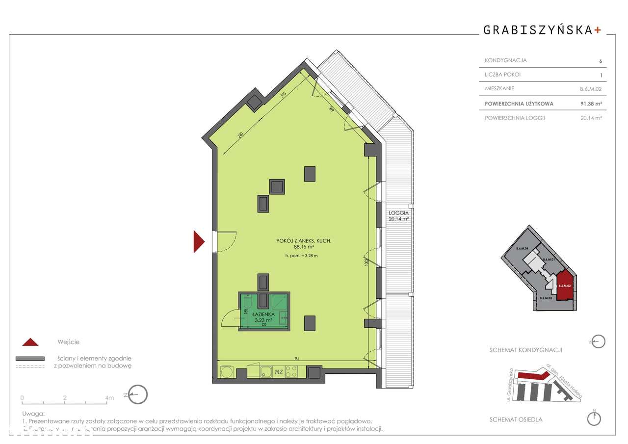 1-pokojowe mieszkanie 91 m² (B.6.M.02)| Grabiszyńska + |Od zaraz - Pełny obrazek: 2/7