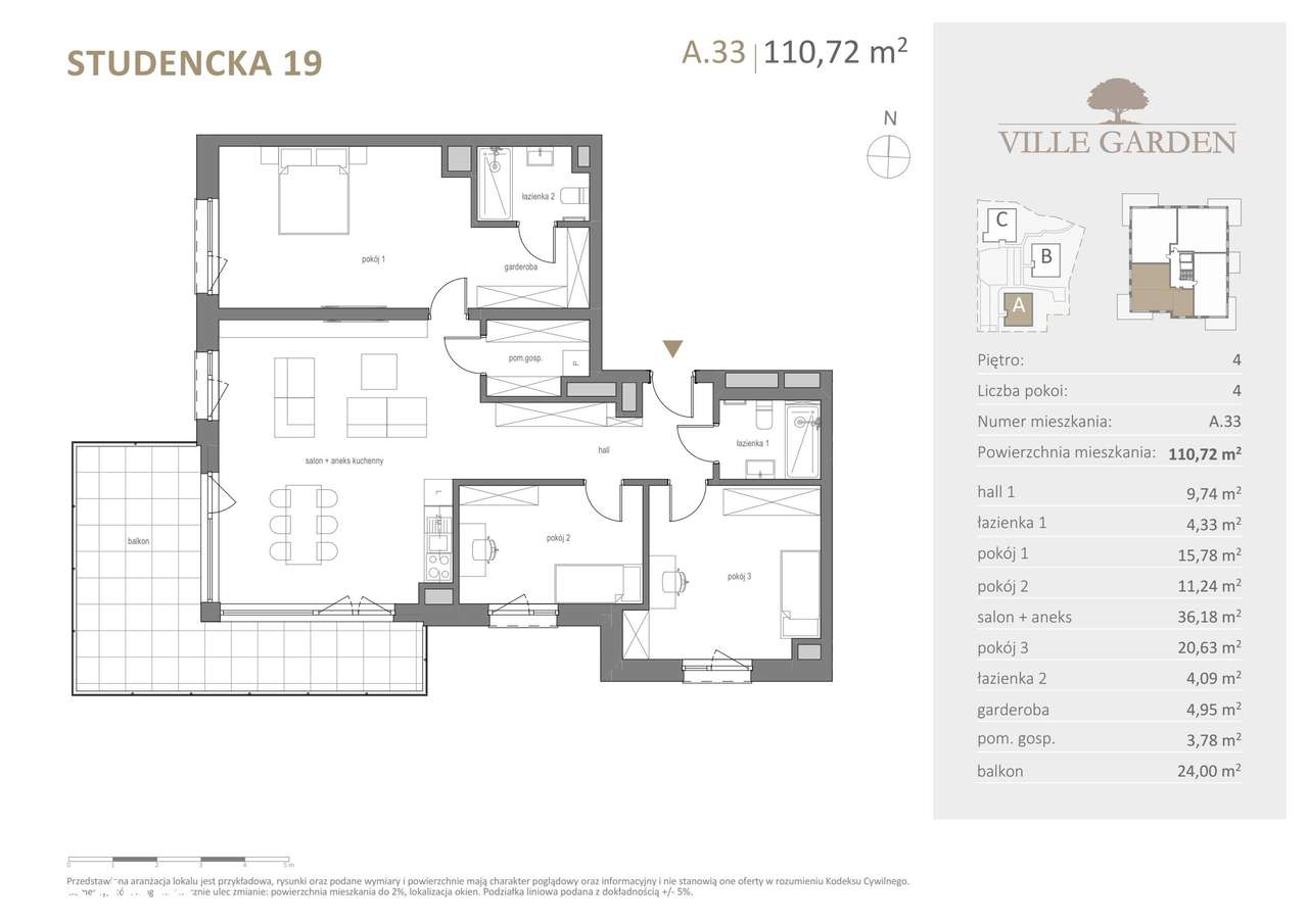 Ville Garden | mieszkanie 4-pok. | A.33 - Pełny obrazek: 3/10