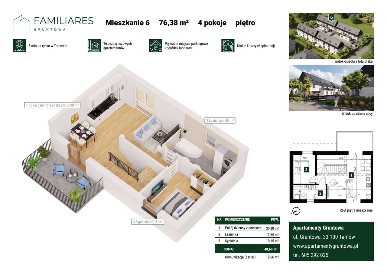 4-pokojowe mieszkanie 76m2 Bez Pośredników - Pełny obrazek: 2/8