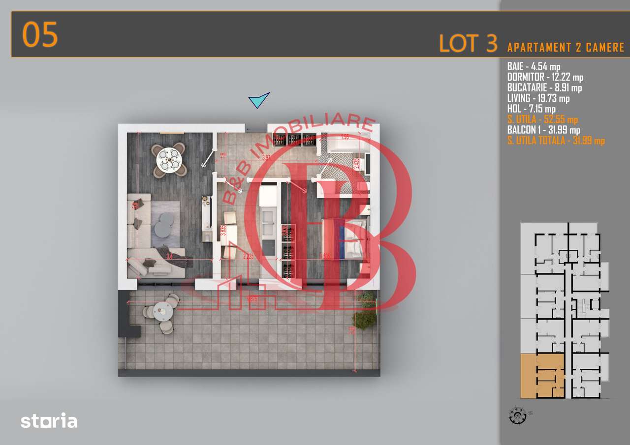 Apartament 2 camere cu terasa Titan-Pallady-Metrou Teclu