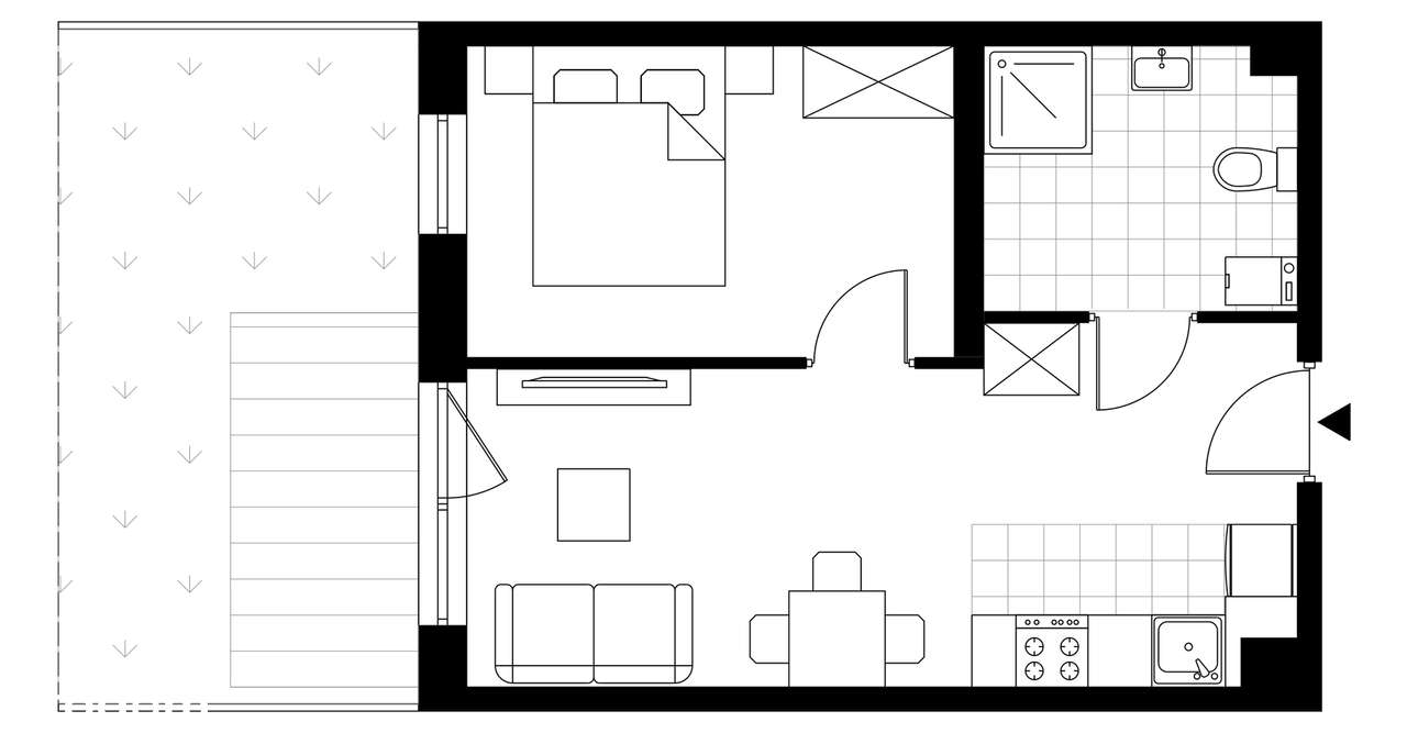 2-pokojowe mieszkanie 34m2 + ogródek Bezpośrednio - Pełny obrazek: 3/8