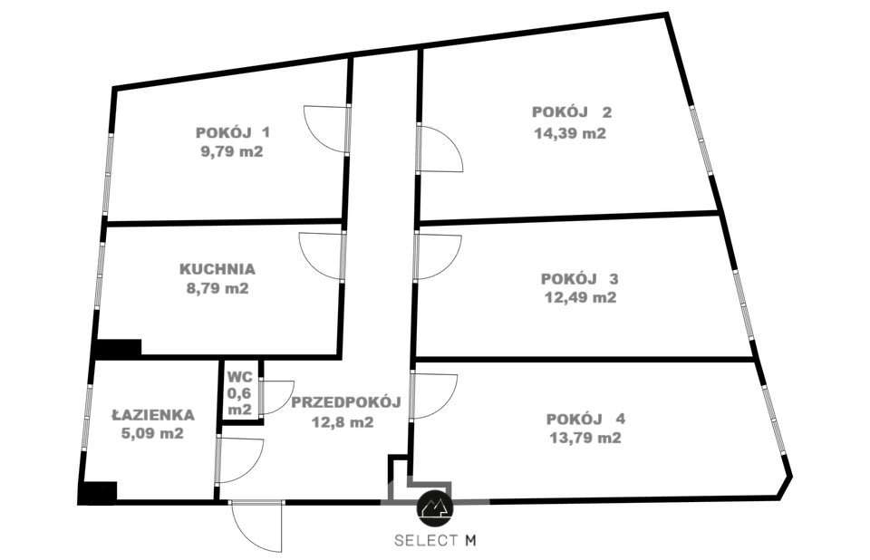 Czteropokojowe mieszkanie w centrum z parkingiem-11