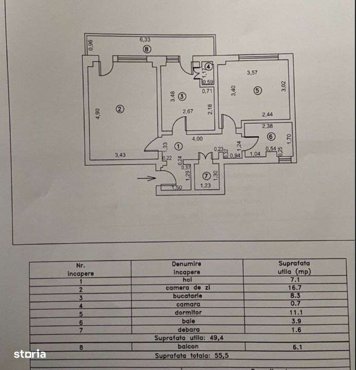 Apartament 2 camere confort 1 decomandat, Vidin, suprafata 55mp, et.4 - Imagine principală: 2/6