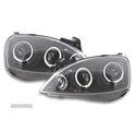 FARÓIS ANGEL EYES + LED PARA OPEL CORSA C 00-06 FUNDO PRETO - 1