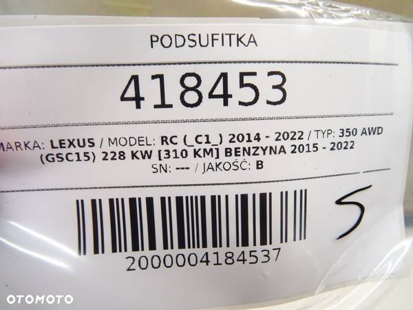 PODSUFITKA LEXUS RC (_C1_) 2014 - 2022 350 AWD (GSC15) 228 kW [310 KM] benzyna 2015 - 2022 - 8