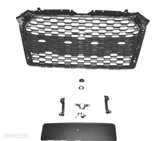 GRELHA FRONTAL PARA AUDI A4 B9 15-19 CROMO PRETO LOOK RS4 - 2