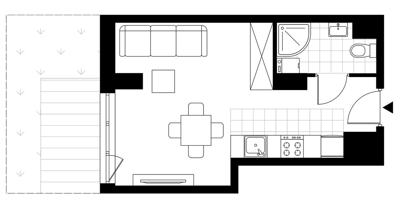 1-pokojowy apartament inwestycyjny 25m2 + ogródek - Pełny obrazek: 3/8