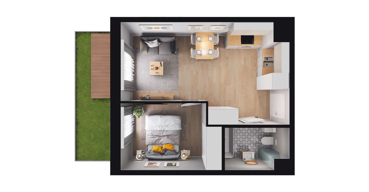 2-pokojowe mieszkanie 35m2 + ogródek Bezpośrednio - Pełny obrazek: 2/8