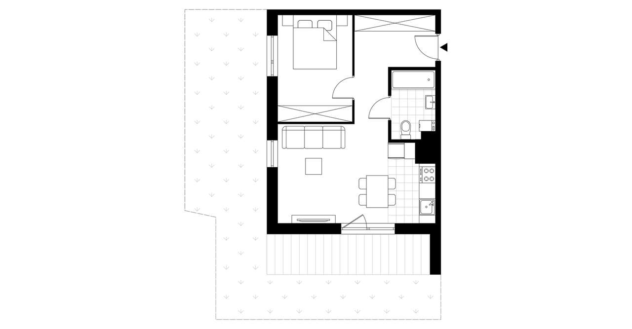 2-pokojowe mieszkanie 42m2 + ogródek Bezpośrednio - Pełny obrazek: 3/8