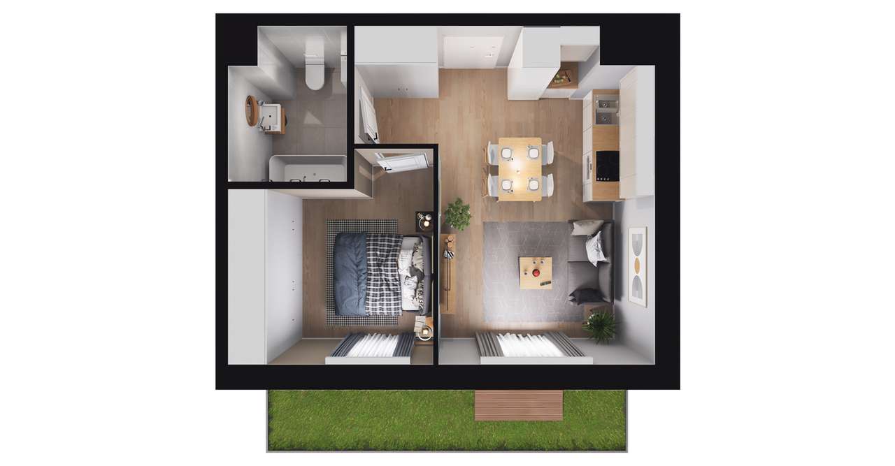 2-pokojowe mieszkanie 36m2 + ogródek Bez Prowizji - Pełny obrazek: 2/7