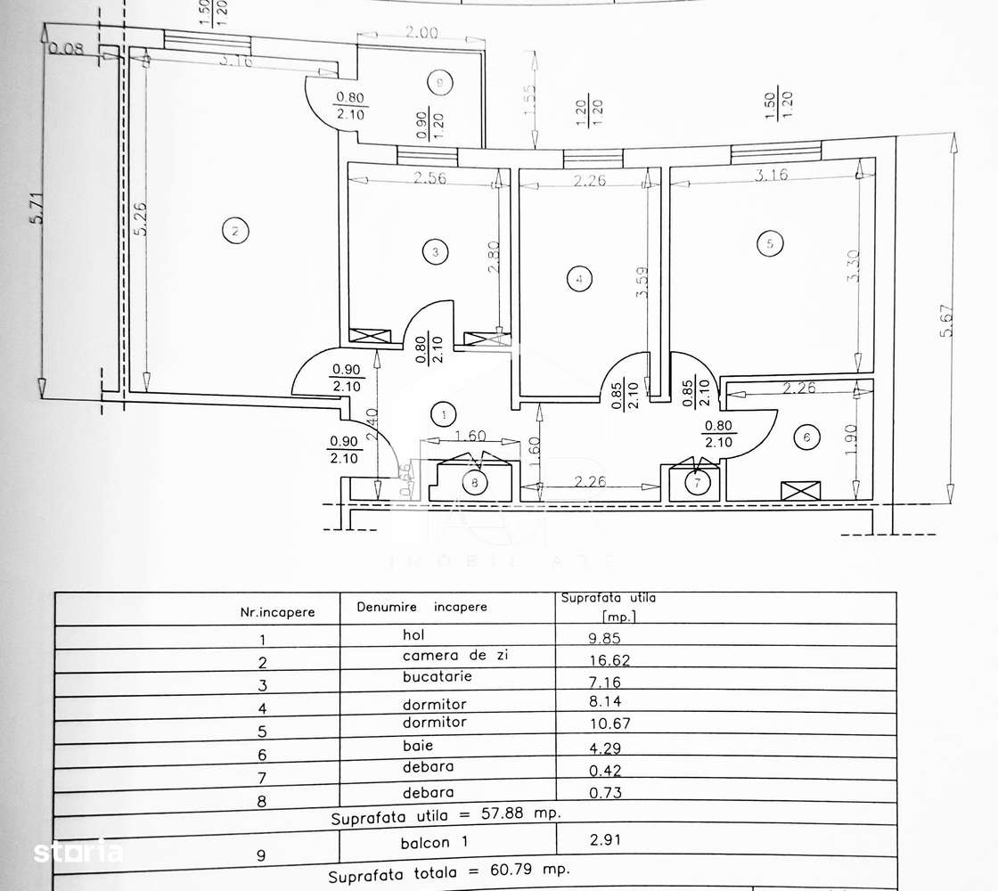 Apartament cu 3 camere, decomandat, zona Mihai Bravu-11