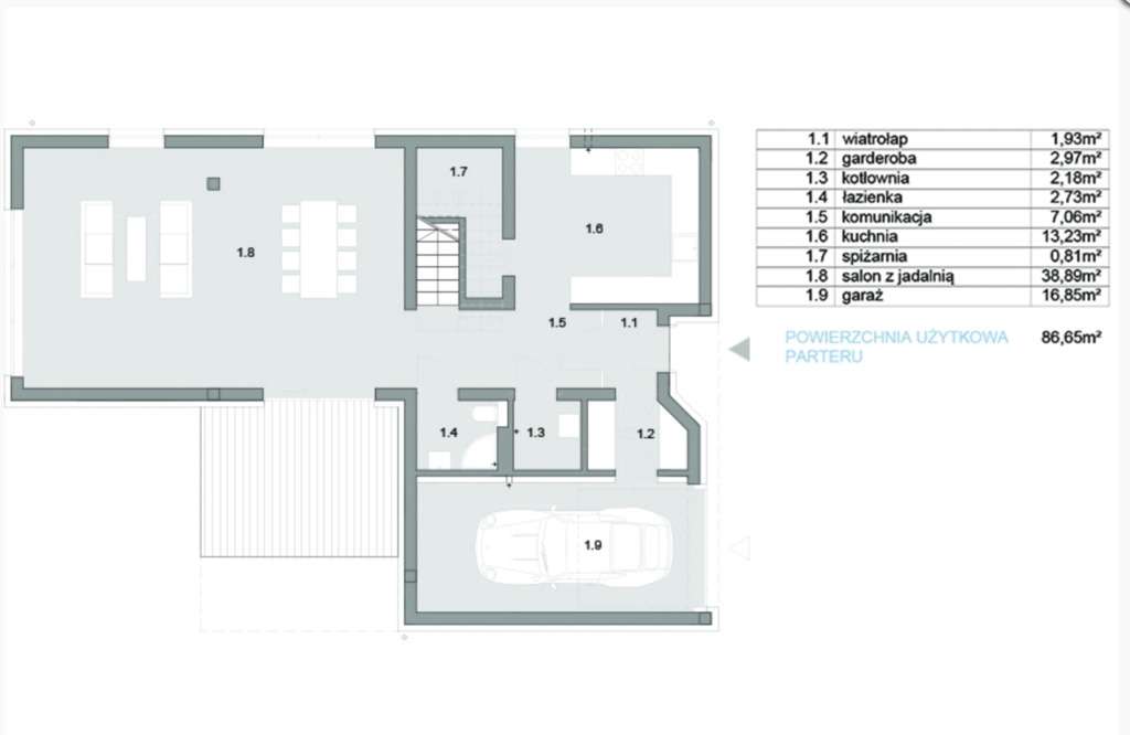 Dom Leśnaj Ostropa | Działka 837m² | Projekt typ A-12