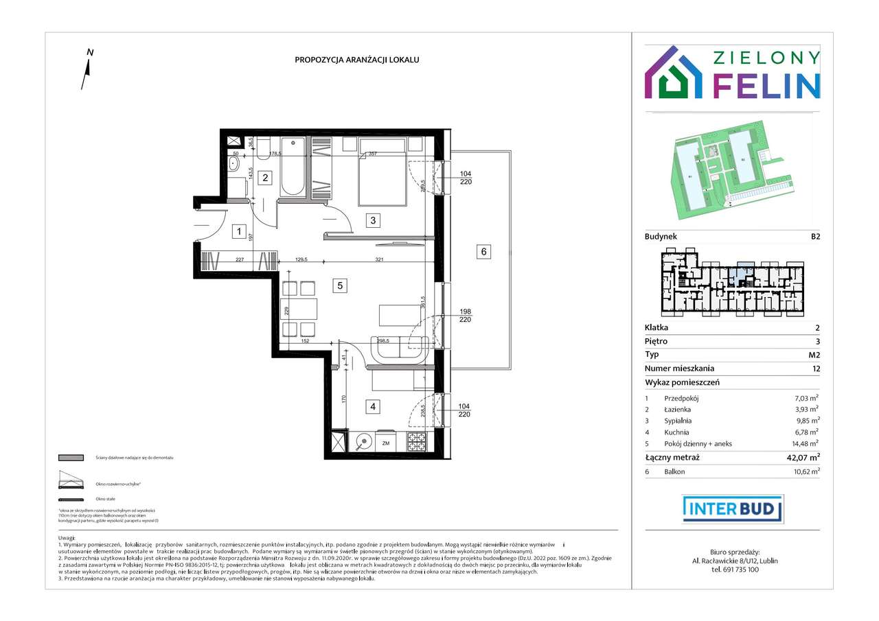2-pokojowe mieszkanie 42m2 + balkon Bez Prowizji - Pełny obrazek: 2/9