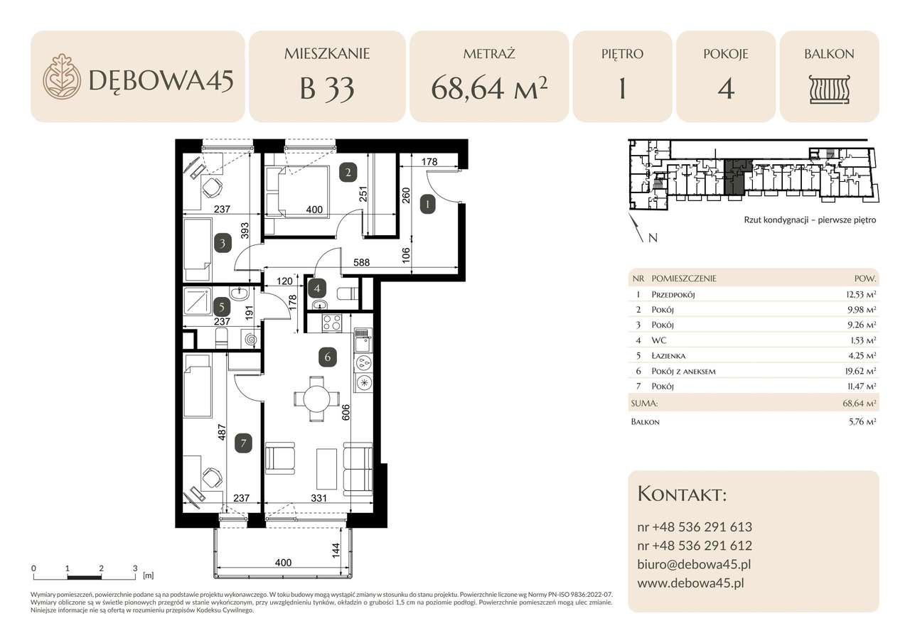 4-pokojowe mieszkanie 68m2 + balkon Bezpośrednio - Pełny obrazek: 2/7