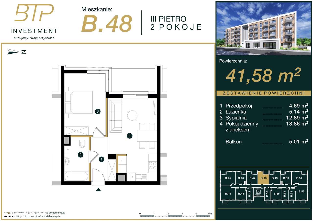 Mieszkanie na sprzedaż, 2 pokoje, 42 m², Płońsk