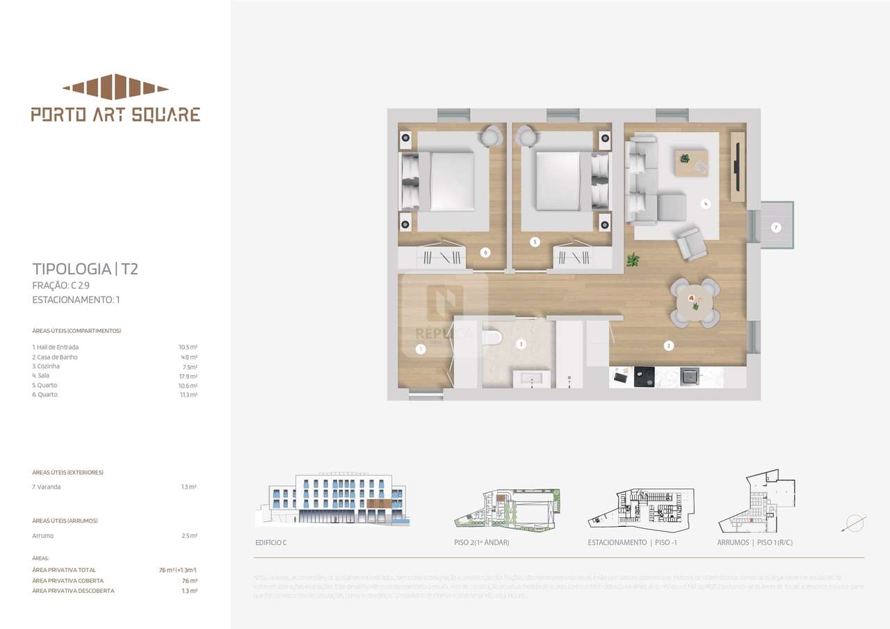 T2 Varanda e Garagem Porto | T2 Alto Fontinha | Apartamento Art Square-8