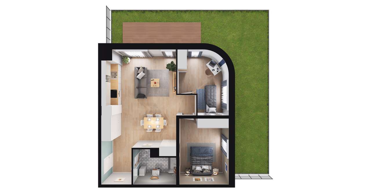 3-pokojowe mieszkanie 64m2 + ogródek Bezpośrednio - Pełny obrazek: 2/8
