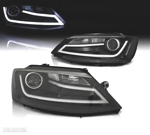 FARÓIS LUZ DIURNA LED PARA VOLKSWAGEN VW JETTA 11-18 FUNDO PRETO - 1