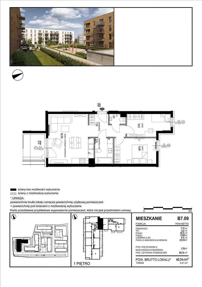 61 m2 Rotmanka - 3 pokoje - 1 piętro - ekspozycja południowa-4