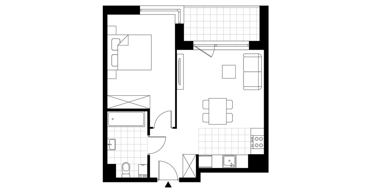 2-pokojowe mieszkanie 43m2 + loggia - Pełny obrazek: 3/8