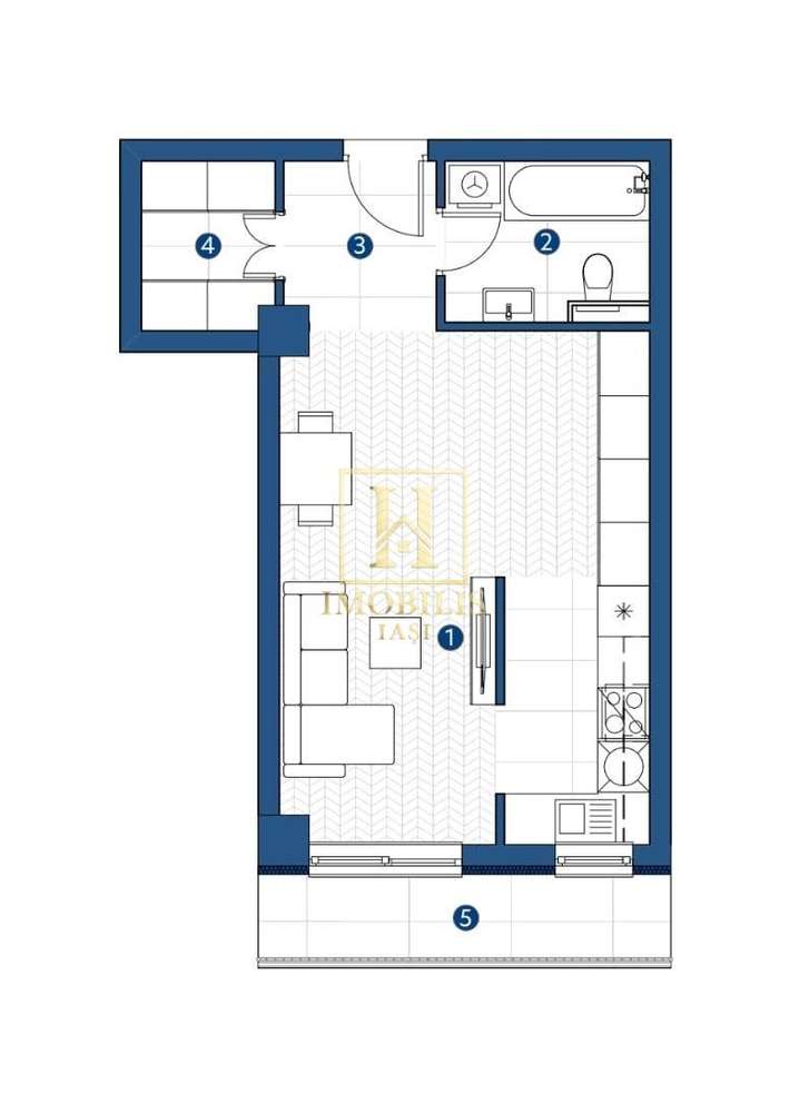PROMO! Ap. 1 camera, 43.61mp, Galata, 74.155 euro cu TVA INCLUS - Imagine principală: 5/5