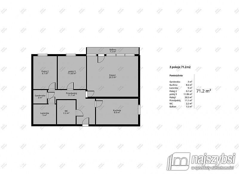 Mieszkanie - 3 pokoje z balkonem. - Pełny obrazek: 2/20