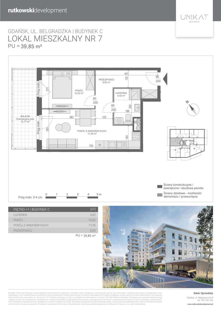 2-pokojowe mieszkanie 39m2 + balkon Bezpośrednio - Pełny obrazek: 2/7