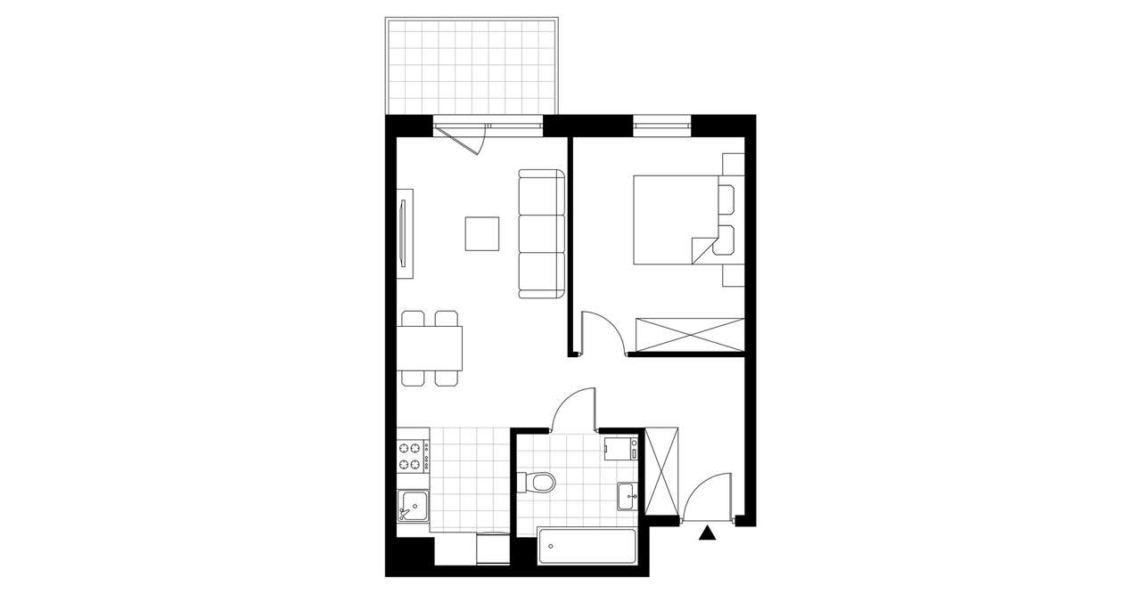 2-pokojowe mieszkanie 43m2 + balkon - Pełny obrazek: 4/9