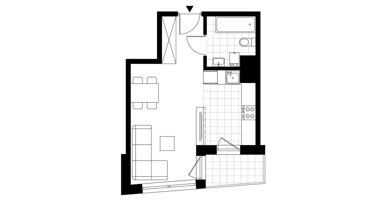 1-pokojowe mieszkanie 28m2 + loggia - Pełny obrazek: 3/8