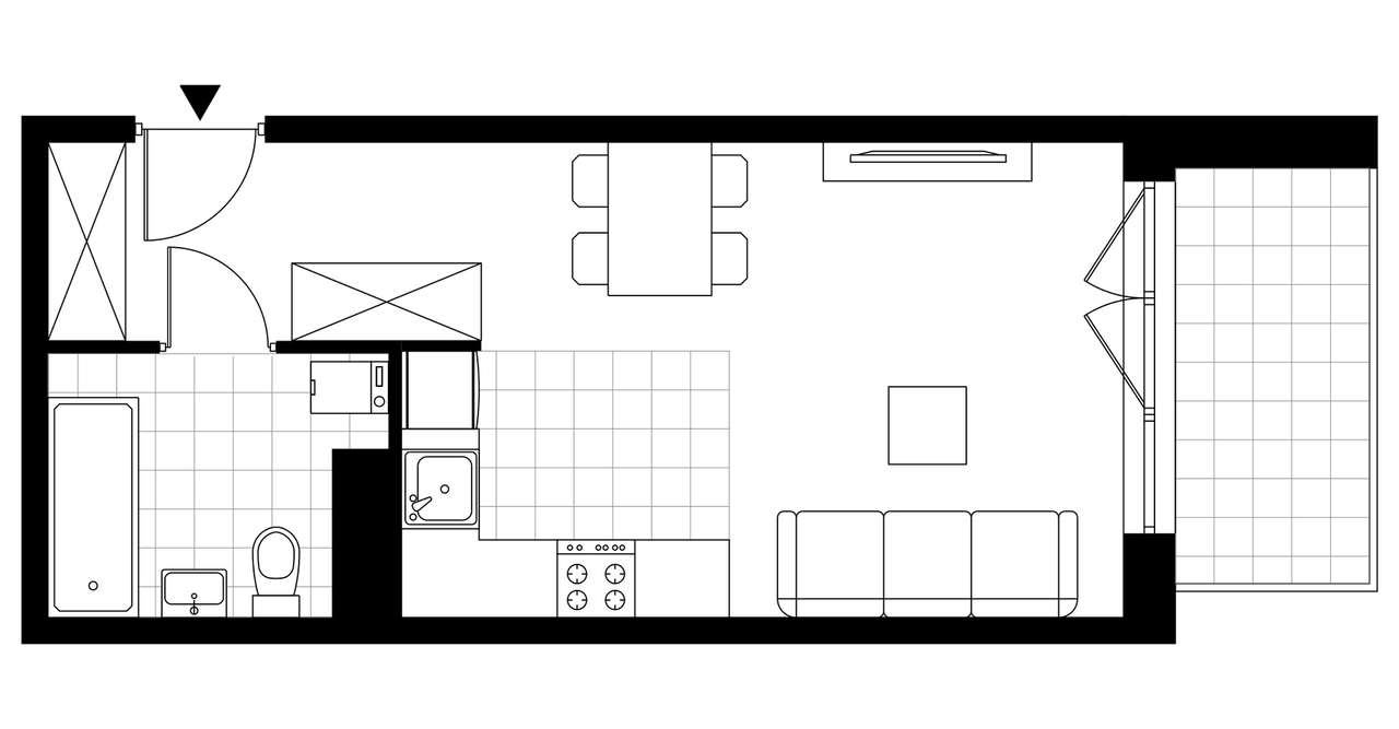 1-pokojowe mieszkanie 28m2 + balkon - Pełny obrazek: 3/8