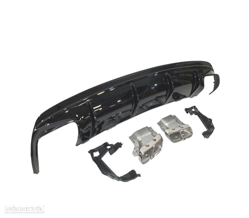 DIFUSOR TRASEIRO PARA MERCEDES CLA W117 13-15 LOOK A45 PRETO BRILHANTE + SAÍDAS DE ESCAPE - 3