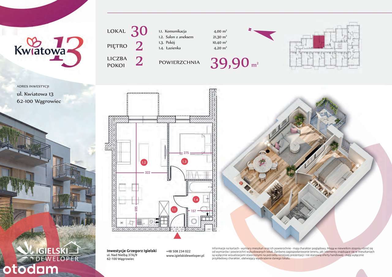 Kwiatowa 13 | mieszkanie 2-pok. | 30 - Pełny obrazek: 2/7