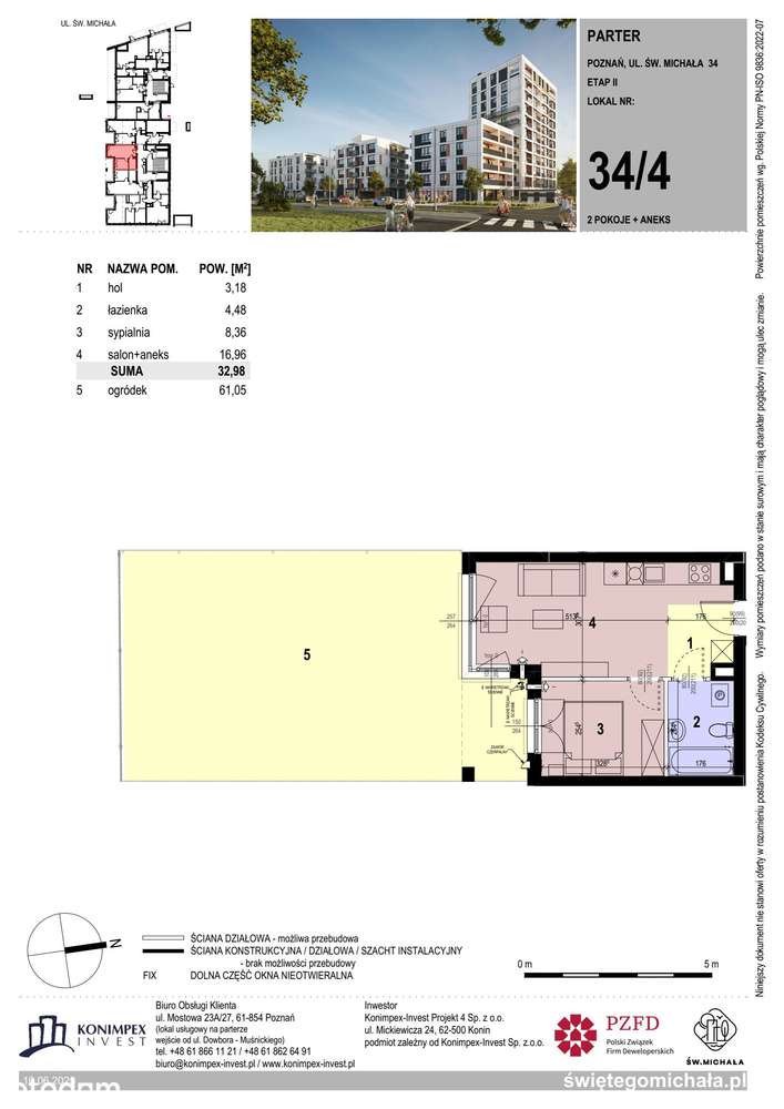 2-pokojowe mieszkanie 32m2 + ogródek Bez Prowizji - Pełny obrazek: 2/7